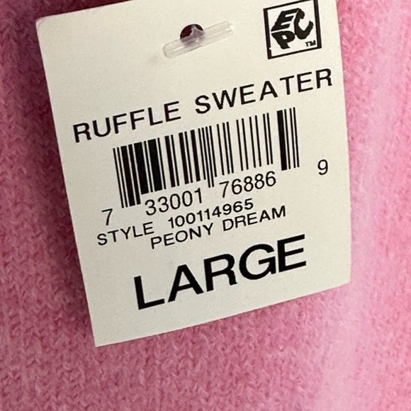 INC Long Sleeve Crew Neck Ruffle Shoulder Sweater - Peony Dream Pink -size Large - Picture 5 of 10